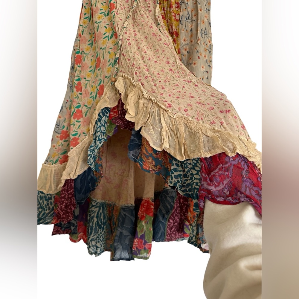 NWT Young Threads Boho Patchwork Asymmetrical Ruf… - image 4
